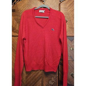 Vintage Izod Lacoste Size Medium Red  100% Soft Orlon Acrylic Pullover